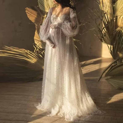 Tulle Dresses Puffy Off Shoulder Bridal Lingerie Pregnancy Gowns