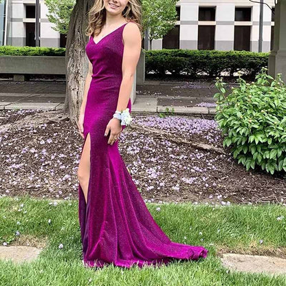 Women's Prom Dress Bridesmaid Dress Long High Slit Mermaid Formal Evening Gown for Wedding