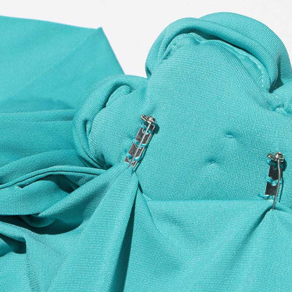 Women Long Flared Sleeve Formal Dress Shoulder Padded High Slit Event Dress