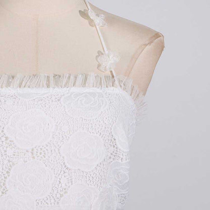 Womens Halterneck Midi Dress Lace Embroidered Floral Dress