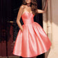 Tube Top Homecoming Dress for Graduation Satin A Line Short Prom Dress for Evening Party
