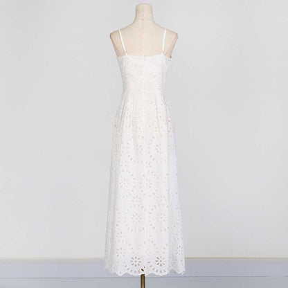 Womens A Line Midi Dress Hollowed Embroidered Cocktail Dress