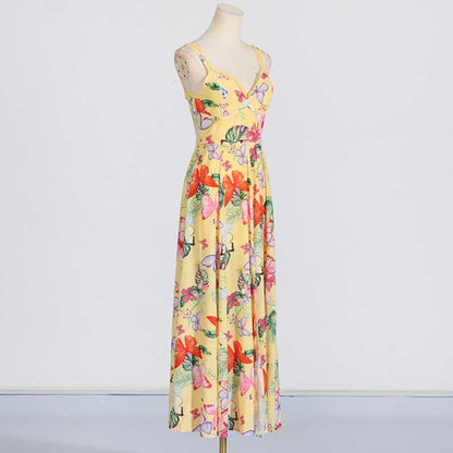 Womens Floral Printed Maxi Dress Beach Party Long Floral dresses
