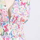 Halter Floral Patchwork Multi-Layered Ruffle Mini Dresses