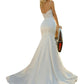 Trumpet Mermaid Sweetheart Sleeveless Sweep Train Satin Wedding Dress