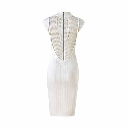 Women's Sleeveless Cut-Out Midi Knitted Dress