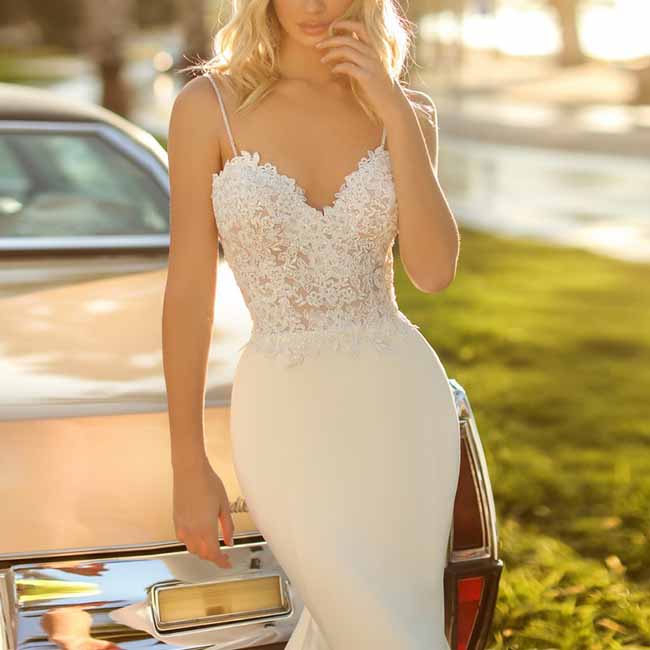 Trumpet Mermaid Sweetheart Sleeveless Sweep Train Satin Wedding Dress