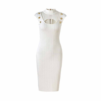 Women's Sleeveless Cut-Out Midi Knitted Dress