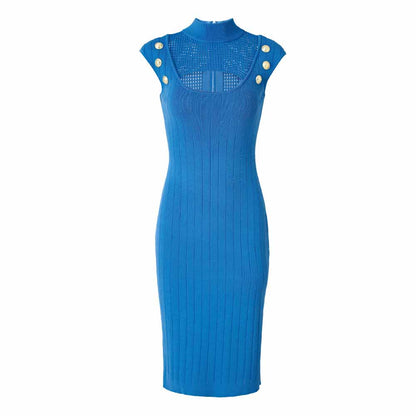 Women's Sleeveless Cut-Out Midi Knitted Dress