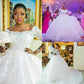 A-line/Princess Off-the-shoulder Court Train Tulle Wedding Dress with Appliques Lace