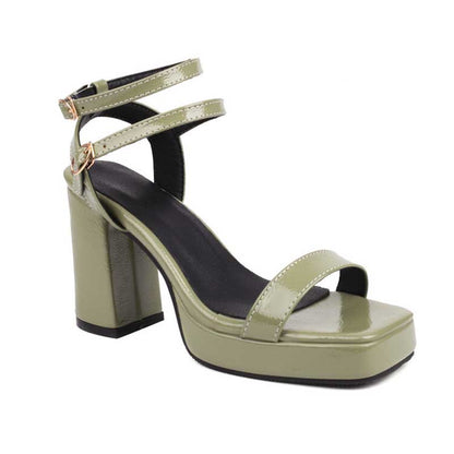 Women's Chunky Heel Sandals Square Toe Platform Dress Heels
