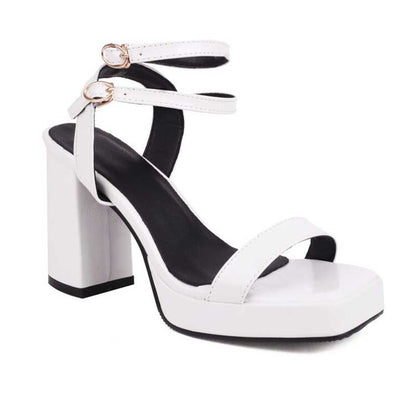Women's Chunky Heel Sandals Square Toe Platform Dress Heels