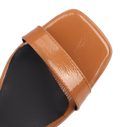 Women's Chunky Heel Sandals Square Toe Platform Dress Heels