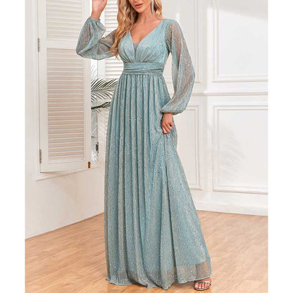 Dusty Green Long Prom Dress Plus Size Long Sleeve Event Dress A Line Ball Gown