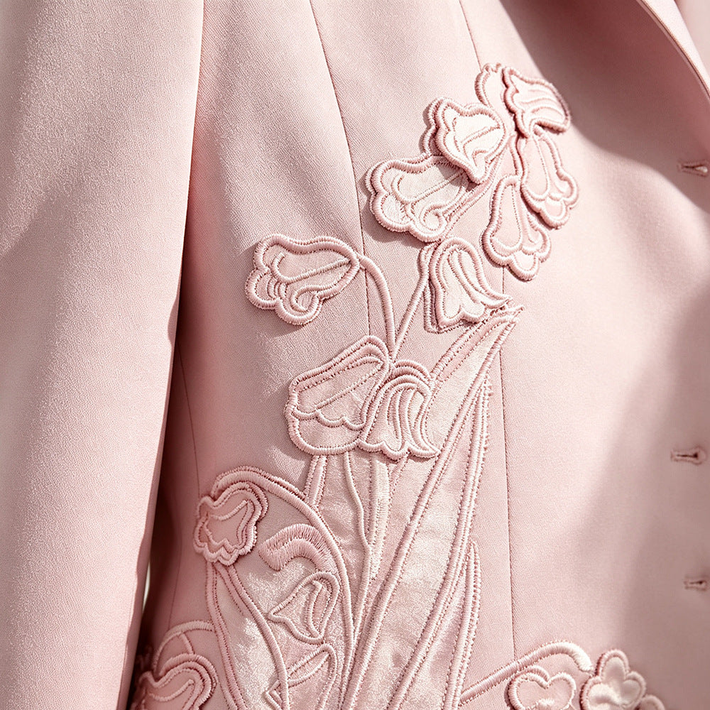 Dusty Pink Floral Pant Suit | Women's 2 Piece Blazer & Trouser Set