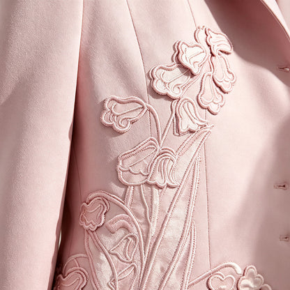 Dusty Pink Floral Pant Suit | Women's 2 Piece Blazer & Trouser Set