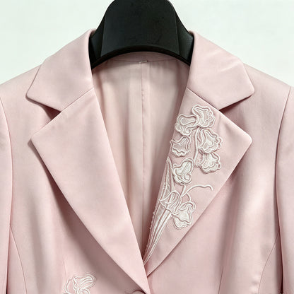 Dusty Pink Floral Pant Suit | Women's 2 Piece Blazer & Trouser Set