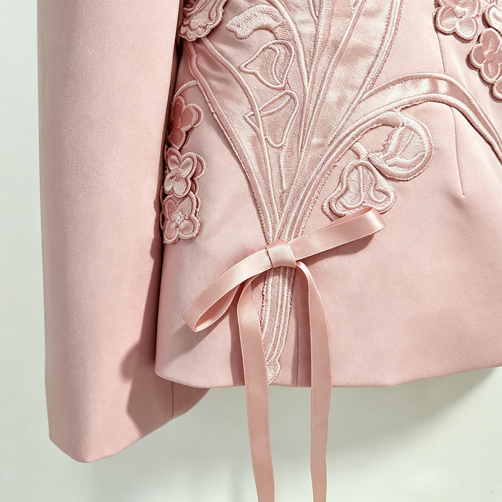 Dusty Pink Floral Pant Suit | Women's 2 Piece Blazer & Trouser Set