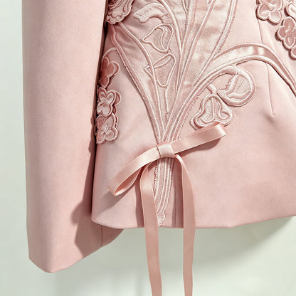 Dusty Pink Floral Pant Suit | Women's 2 Piece Blazer & Trouser Set