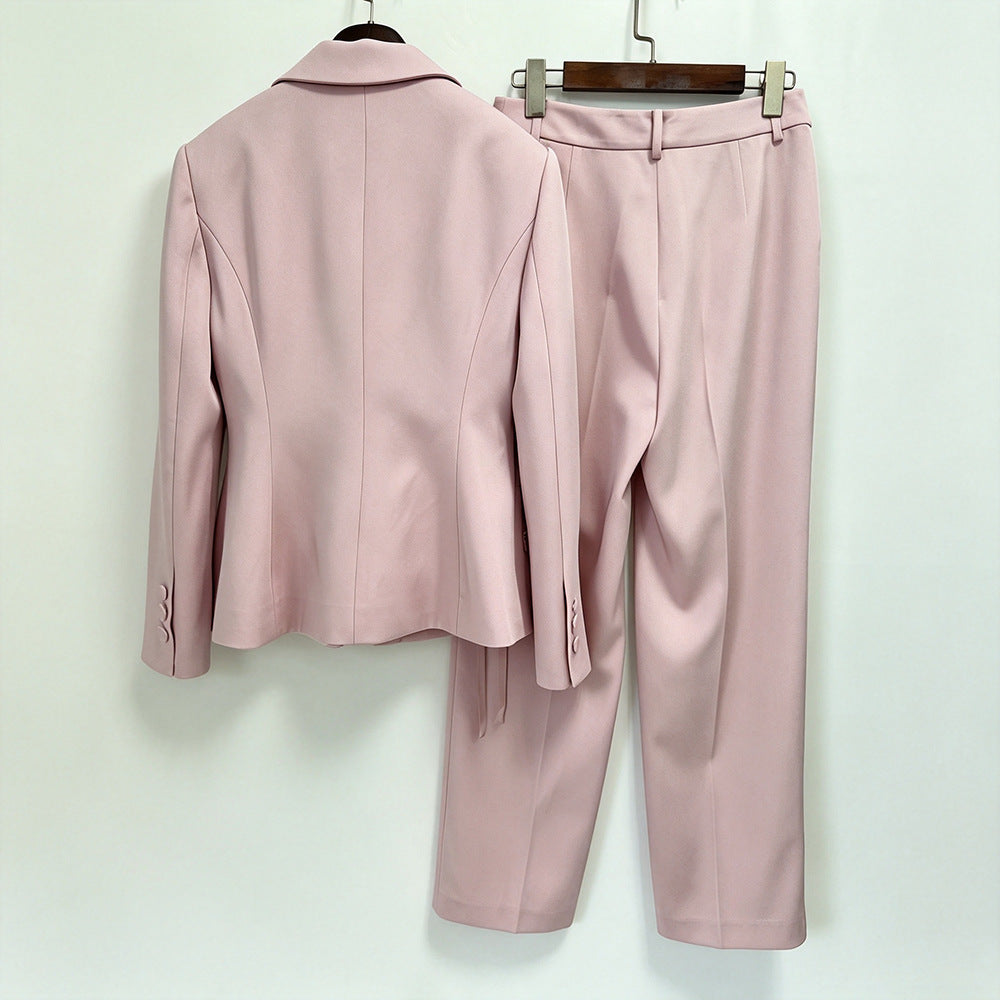 Dusty Pink Floral Pant Suit | Women's 2 Piece Blazer & Trouser Set