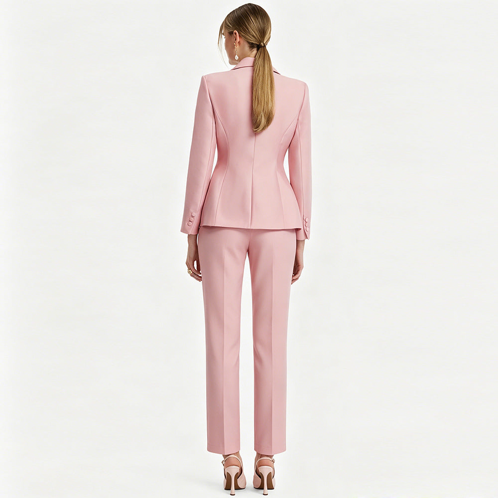Dusty Pink Floral Pant Suit | Women's 2 Piece Blazer & Trouser Set