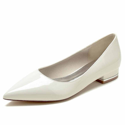 S&DCo. elegant bridesmaid shoes low heel in white with a sleek pointed toe design