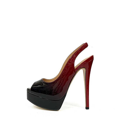 Elegant peep toe platform pumps by SD Dresscode & Fashiontrends featuring a sleek black and red design.