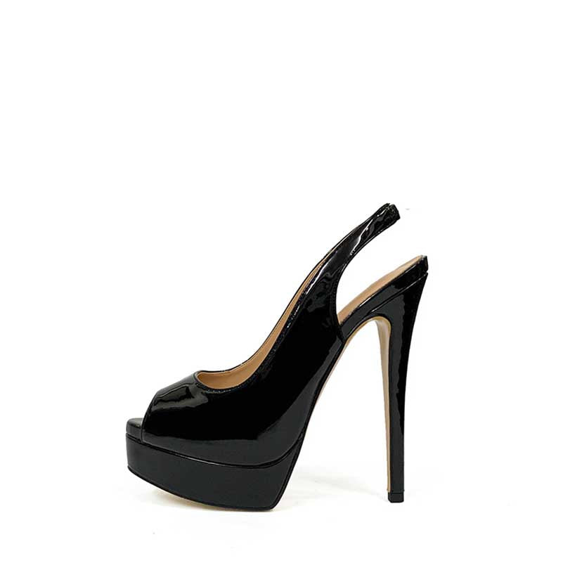 SD Dresscode elegant peep toe platform pumps in black with a sleek high heel design