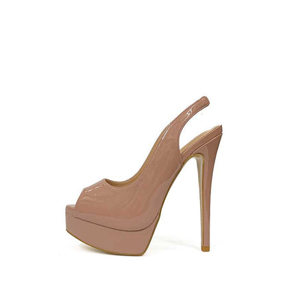 SD Dresscode elegant peep toe platform pumps in nude with a sleek high heel design