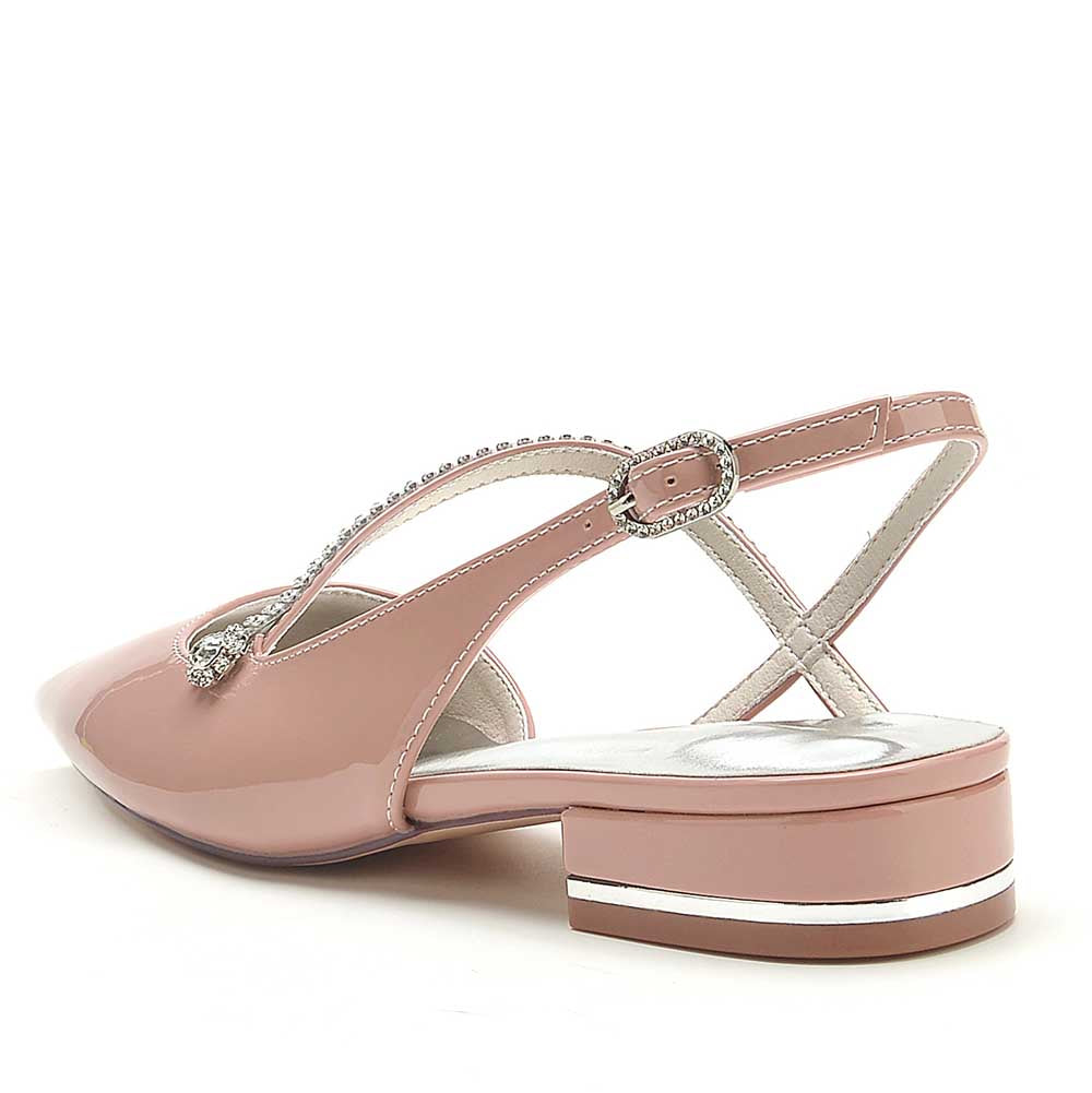 S&DCo. elegant slingback flats for weddings in soft pink with a decorative strap