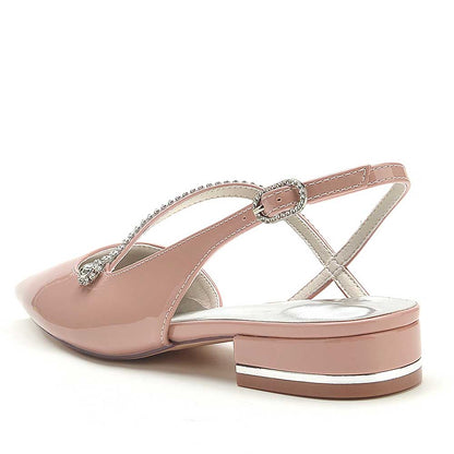S&DCo. elegant slingback flats for weddings in soft pink with a decorative strap