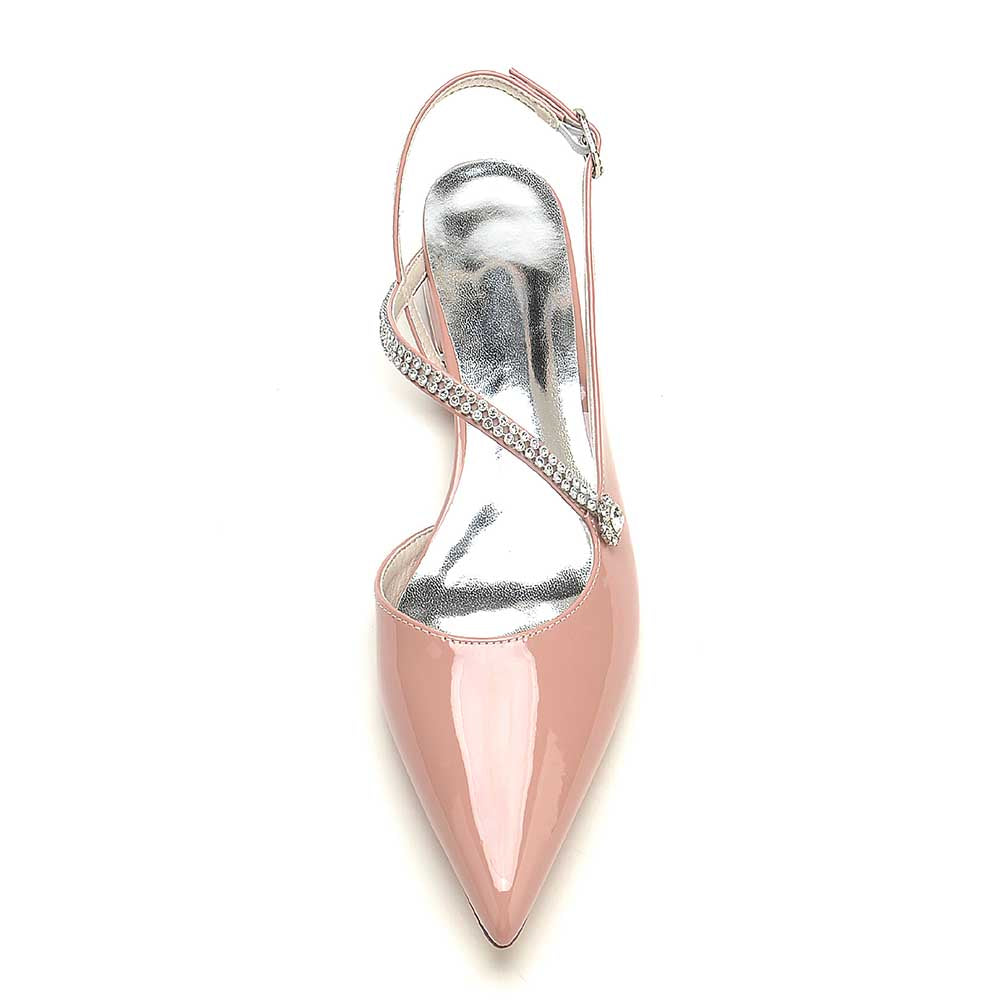 S&DCo. elegant slingback flats for weddings featuring a shiny pink finish and elegant design