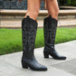 Women Knee High Western Boots Cowgirl Boots with Classic Embroidery