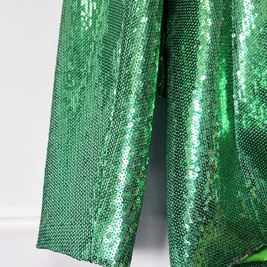 Emerald green sequin pantsuit for women featuring dazzling sequins for a stylish look
