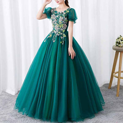 Dark Green Princess Ball Gown Quinceanera Prom Dress Birthday Party Gowns