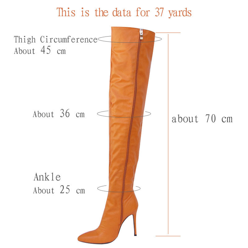 Women's Over The Knee Boots Pointed Toe Zipper Heels Sexy Long Boots