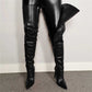 Women's Over The Knee Boots Pointed Toe Zipper Heels Sexy Long Boots