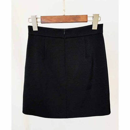Women's Formal Skirt Suit Fitted nail bead diamond Short Crop Jacket + Mini Skirt Suit