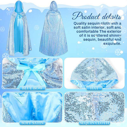 S&DCo. blue medieval dress with sequin cape, perfect for a fairy tale cosplay costume cape