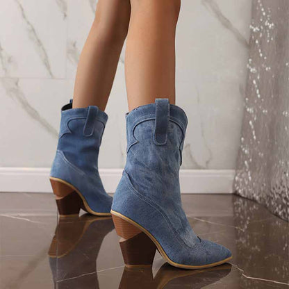 Stylish sd-hk fashion wedge boots for women in blue with a unique design and comfortable heel