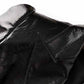 Black Double-Breasted Faux Leather Jacket Gold Tone Blazer