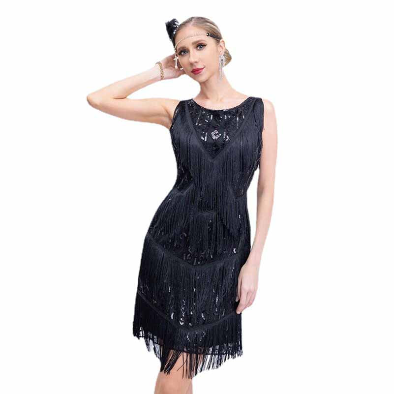 1920s Flapper Dress Fringe Dress Sequins Beaded Dress