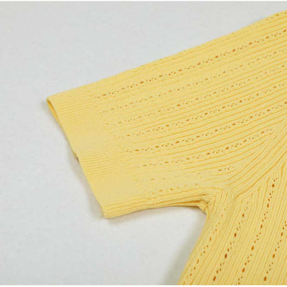 Flared Knit Mini Dress Short Sleeves