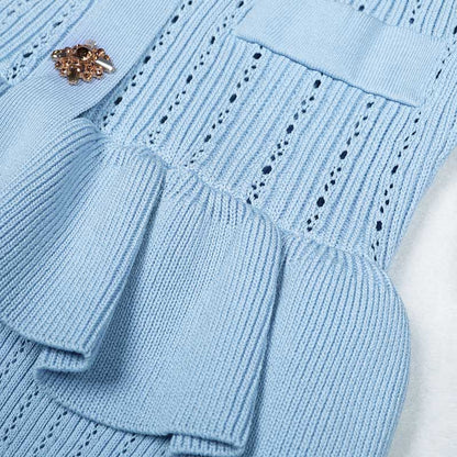 Flared Knit Mini Dress Short Sleeves