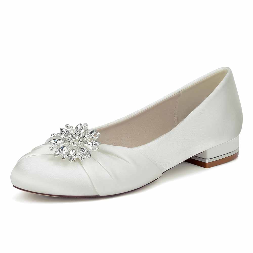 Elegant S&DCo. flat wedding shoes for bride with a sparkling crystal embellishment