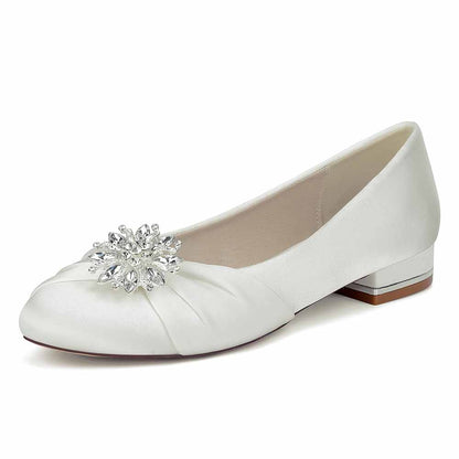 Elegant S&DCo. flat wedding shoes for bride with a sparkling crystal embellishment