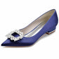 Women Party Flat Shoes Satin Bridal Shoes with Bead Buckle Pattern