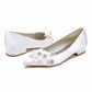 Women's Wedding Shoes Satin Point Toe Wedding Flats Bridal Shoes Flower Pearl Rhinestone