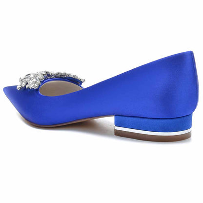 Women Satin Pointed Toe Bridal Shoes with Beads