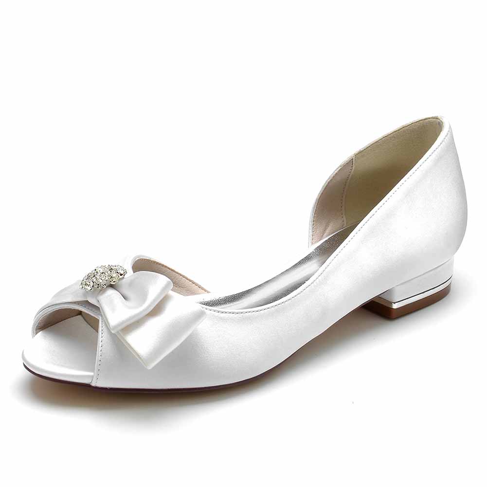 Open Toe Satin Formal Flats comfortable event shoes wedding shoes